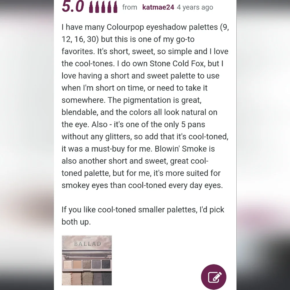 🆕️Colourpop Ballad Eyeshadow Palette